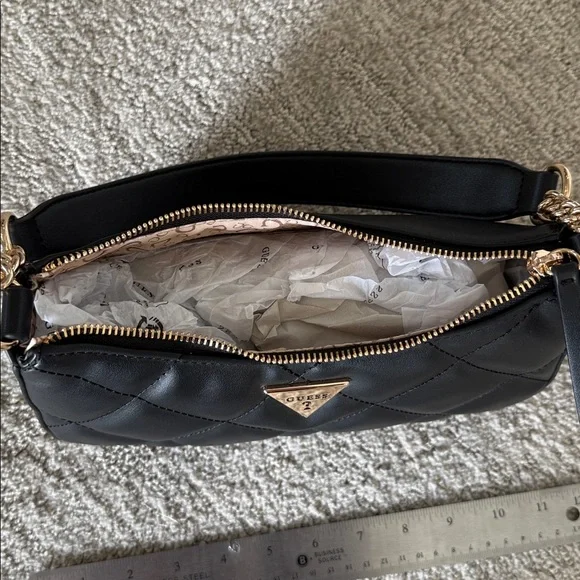 Guess Black Quilted Shoulder Bag with Gold Accents - Picture 5 of 5